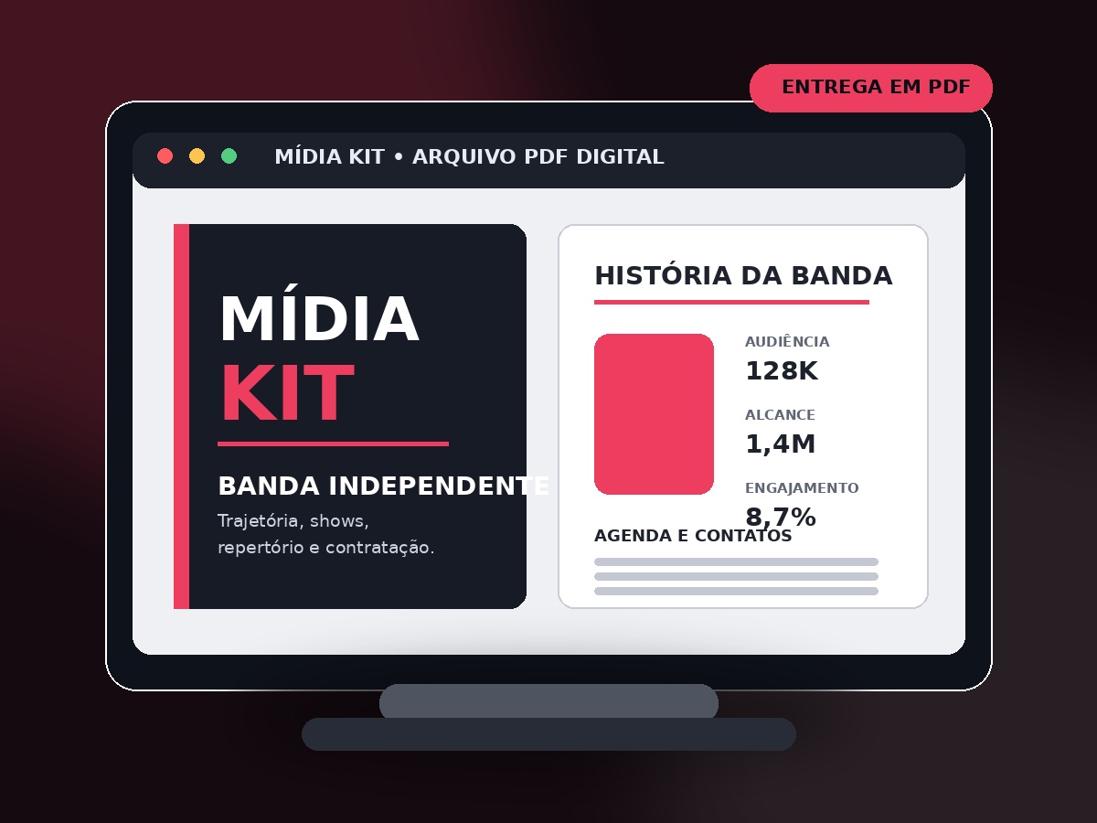 Exemplo genérico de Mídia Kit digital em PDF para banda independente